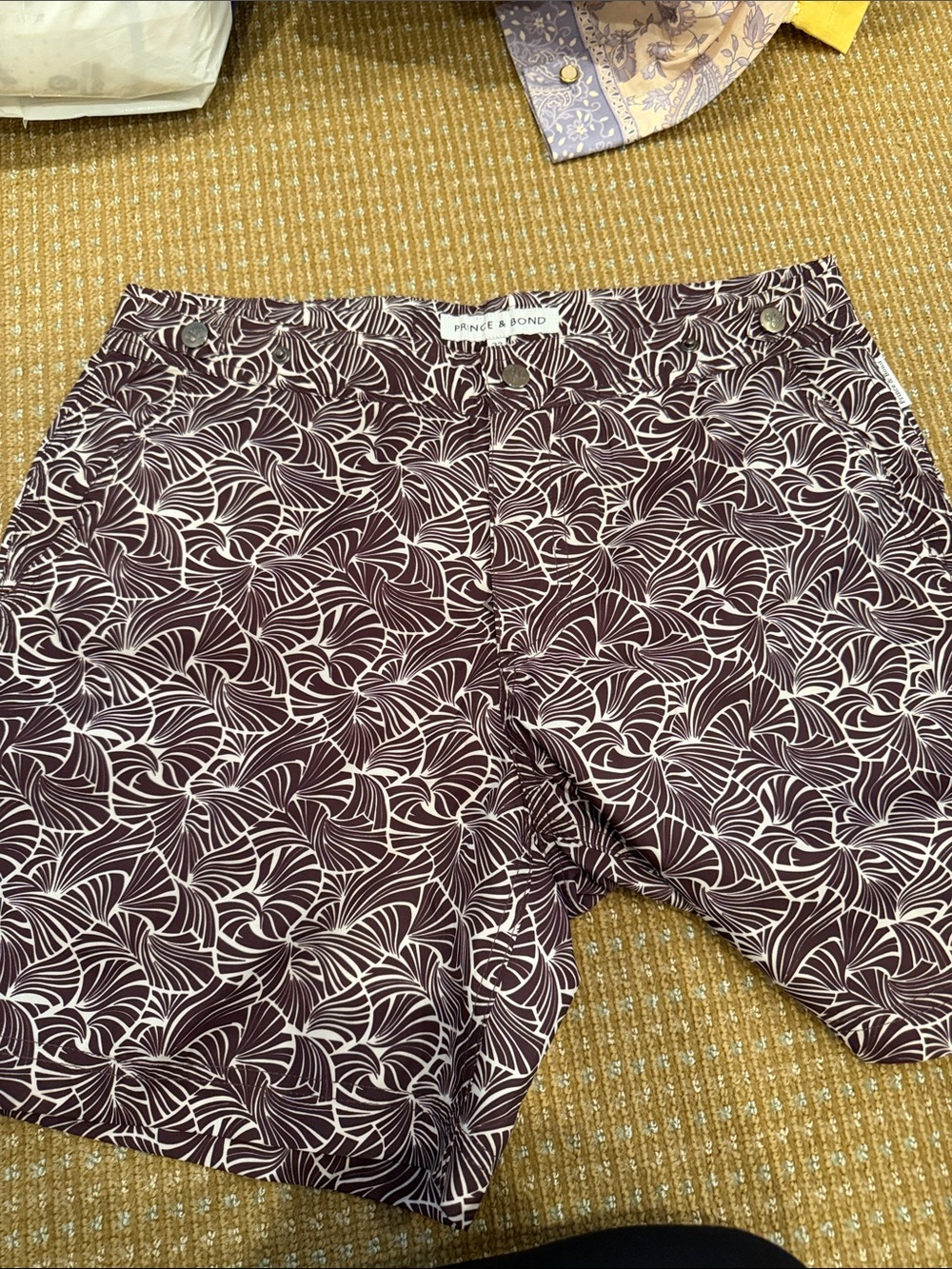 Men’s Maroon Patterned Swim Shorts